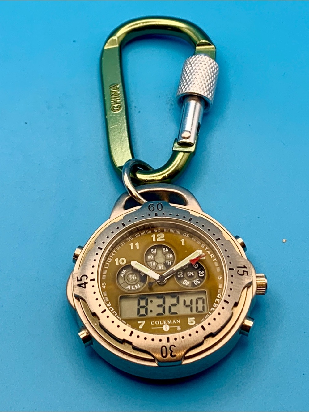COLEMAN Vintage Ana-Digi Unisex Loop Clip Pocket Watch Chrono Works New Battery